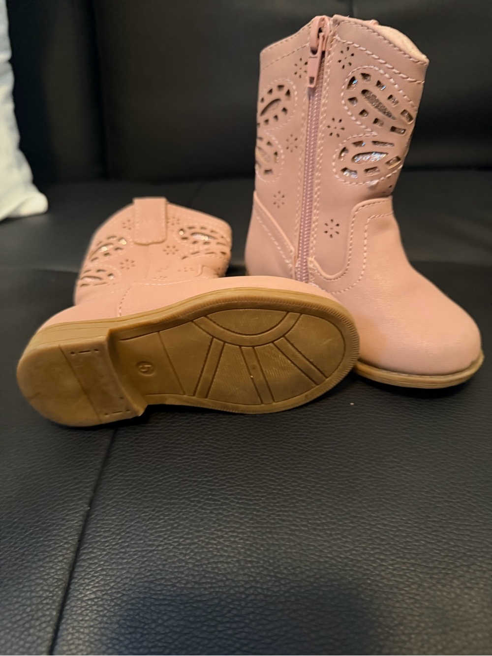 Rachel Shoes Pink Laser-Cut Girls' Side-Zip Boots